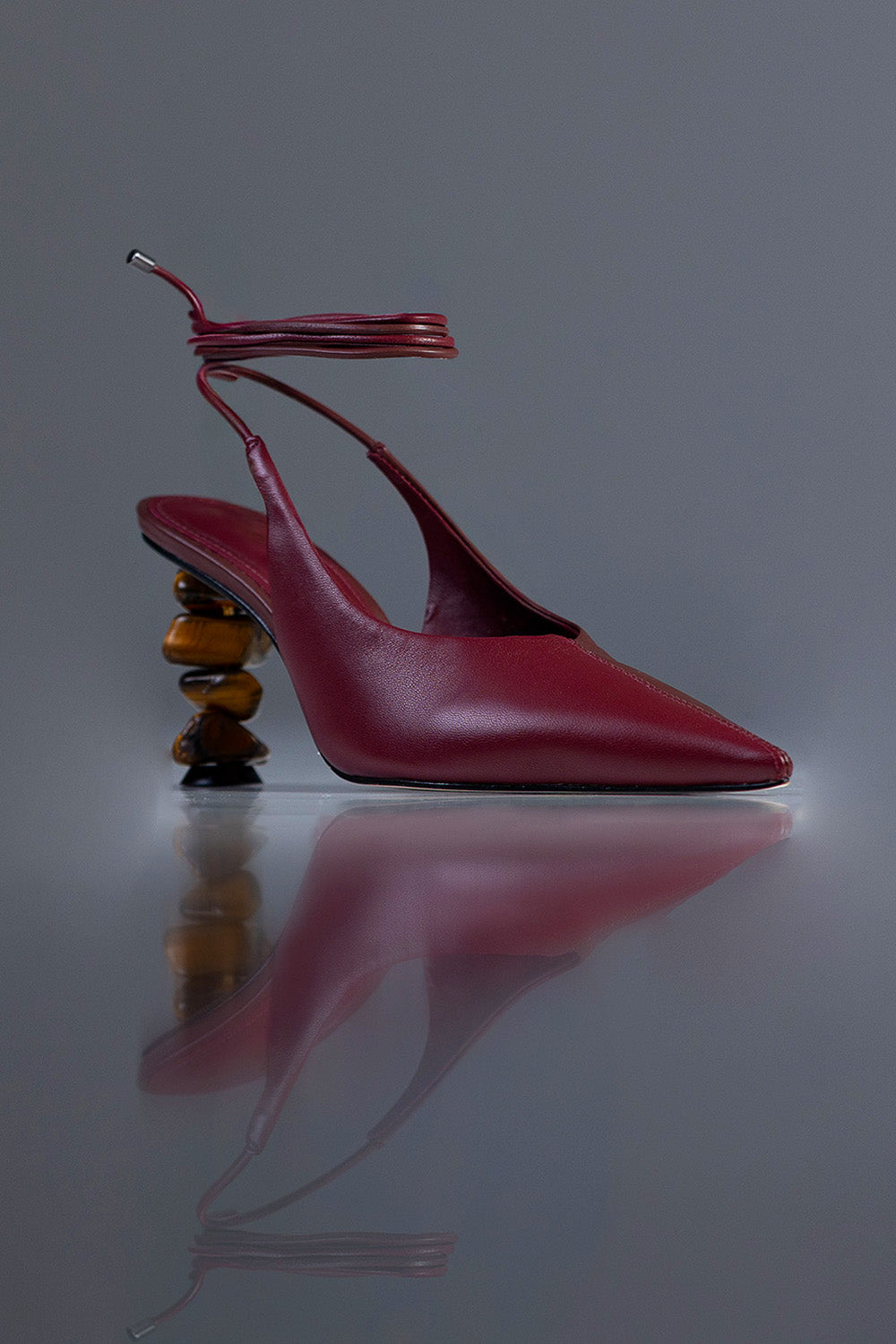SLINGBACK SOPHIE - COURO PELICA VINHO E VINHO ESCURO