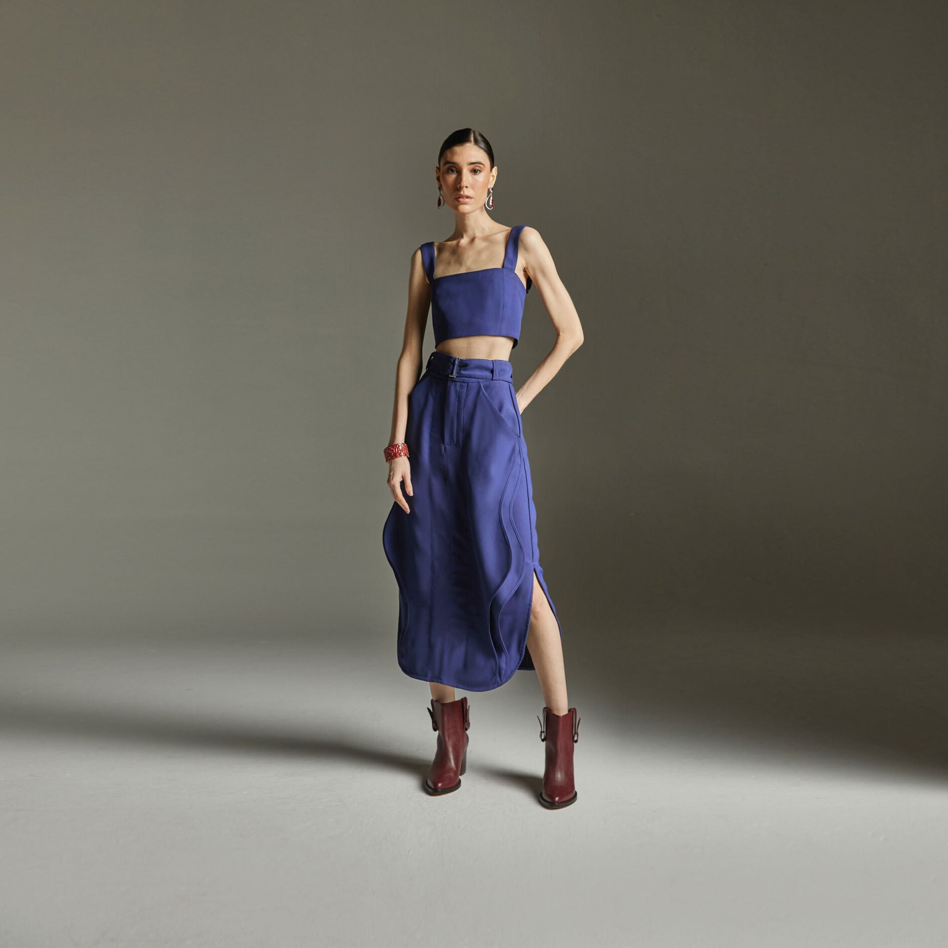 Saia Midi Valiny - Marinho