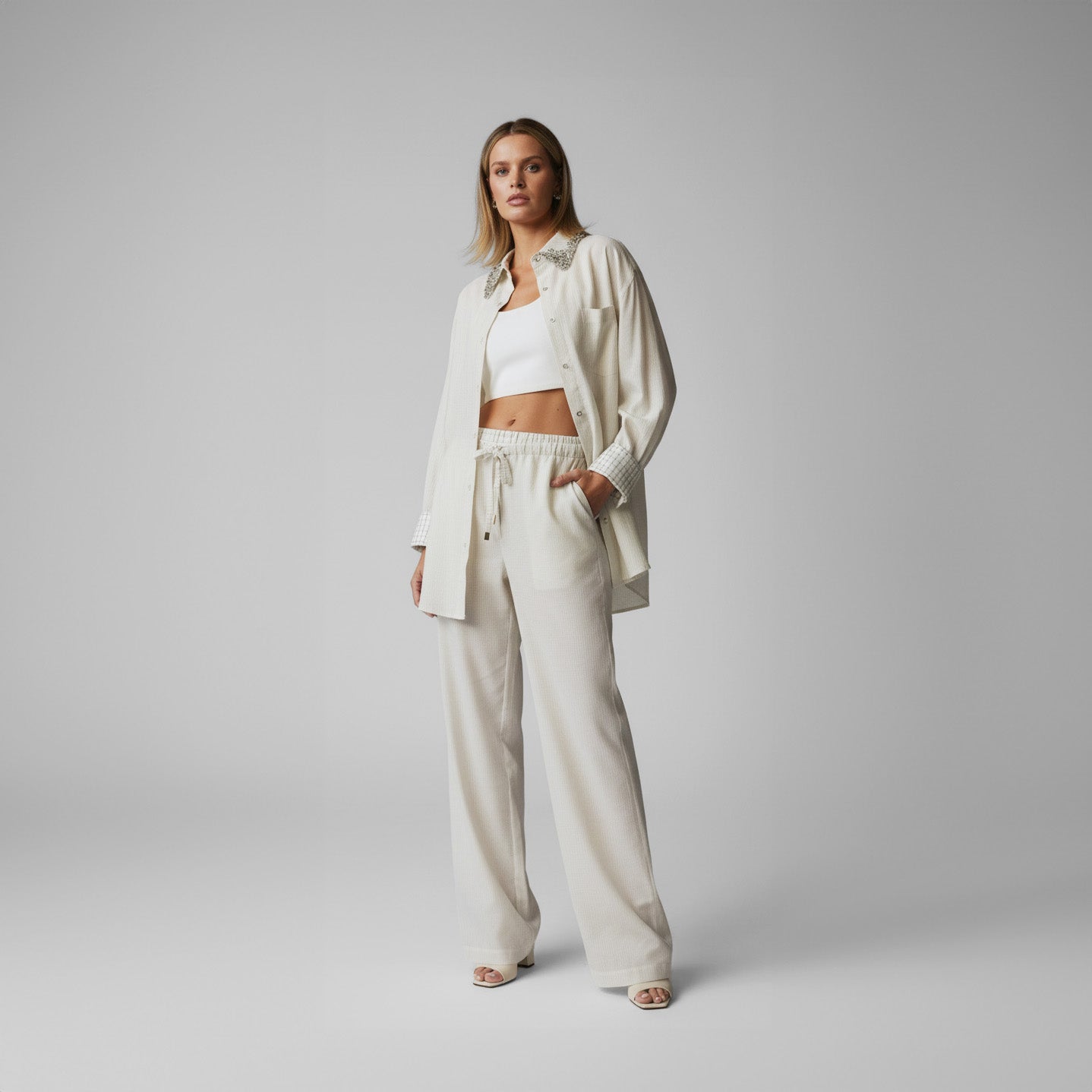 Calça Gardenia - Bege Listrado