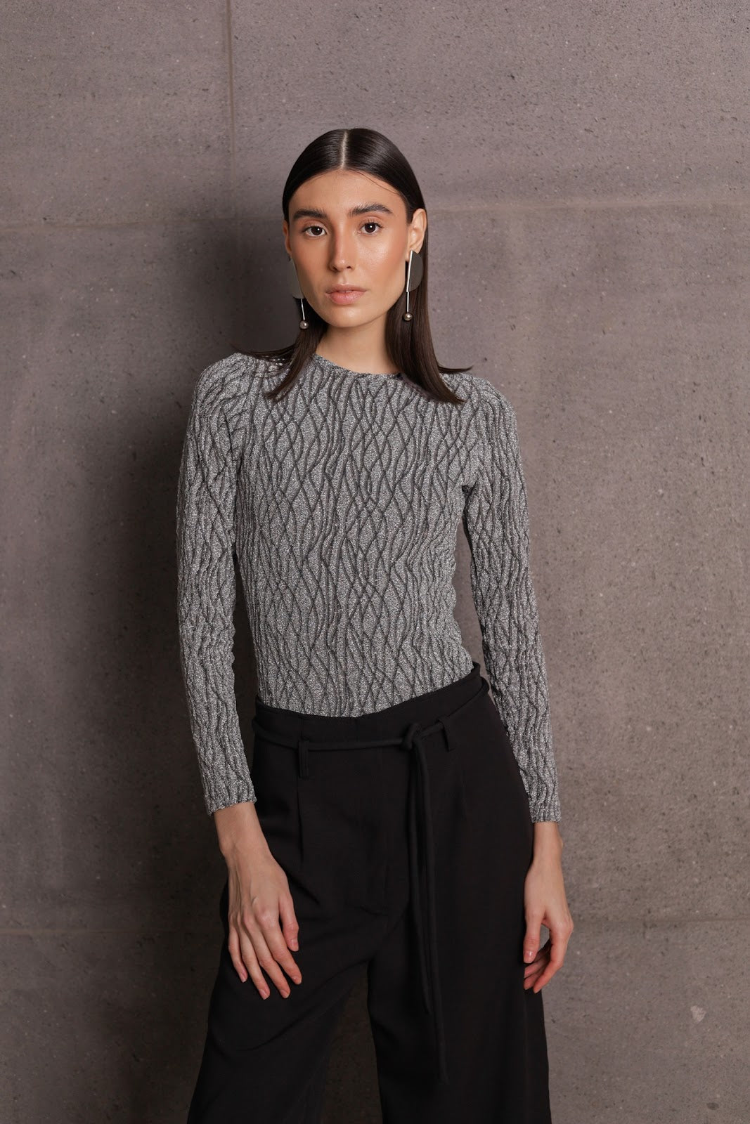 Blusa Bonfin - Malha Lurex Prata