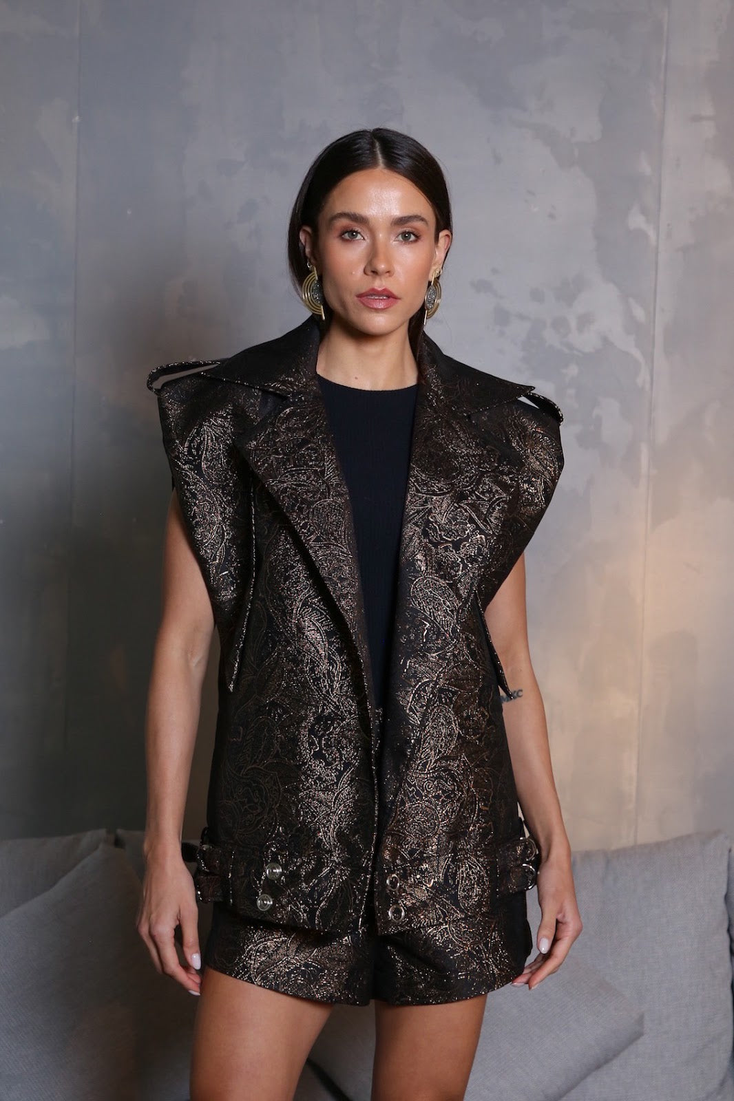 Colete Max Jacquard Dourado