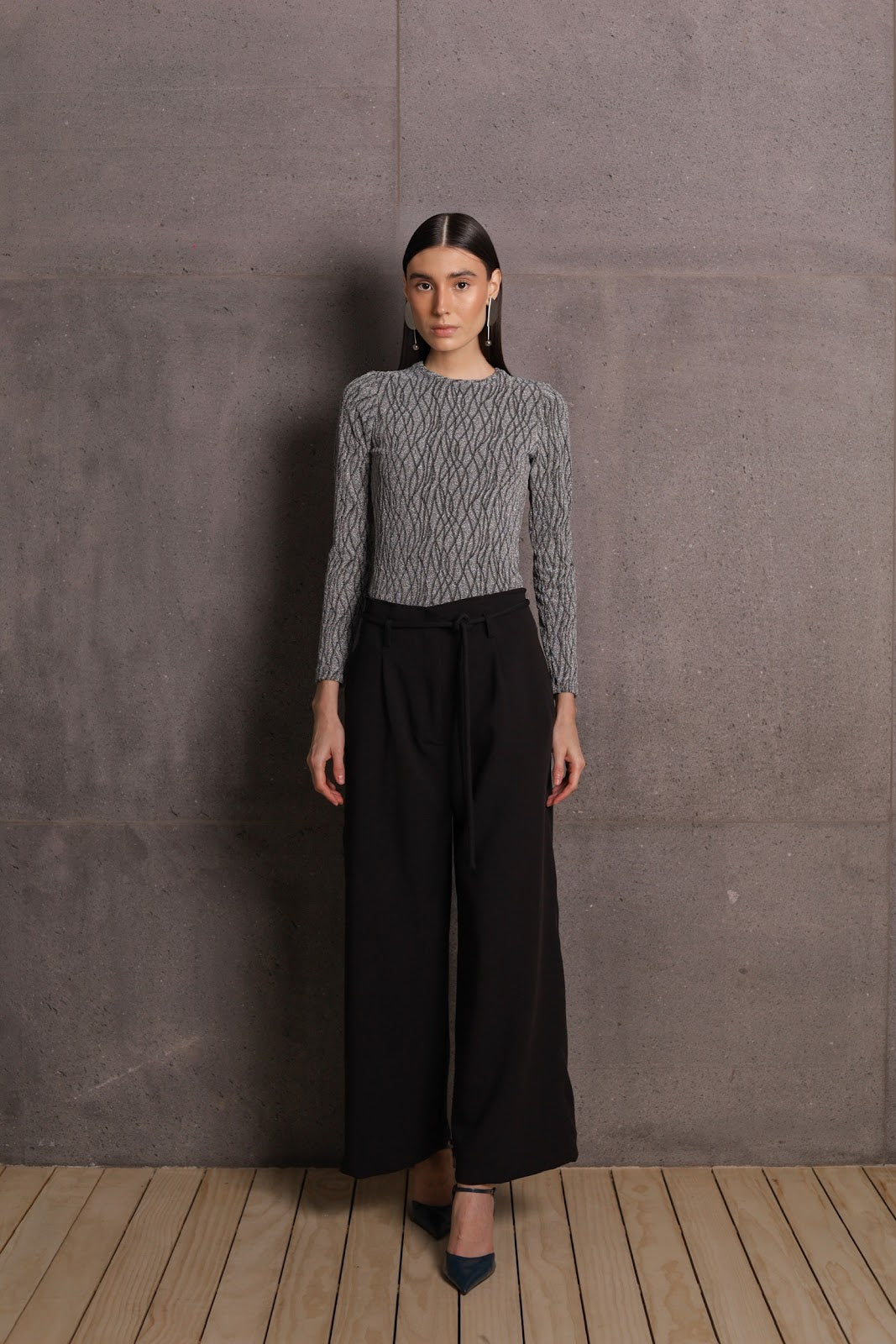 Blusa Bonfin - Malha Lurex Prata