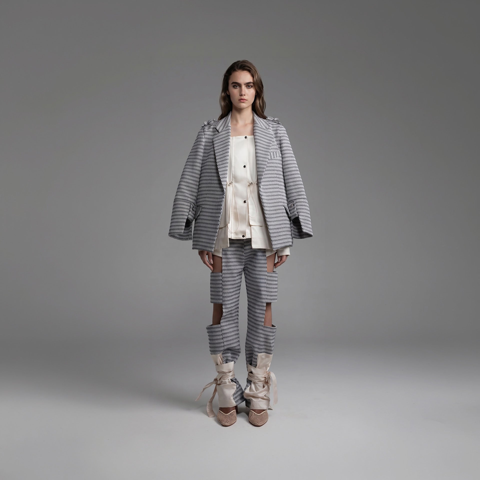 Blazer Dalia - Marinho Jacquard 3d
