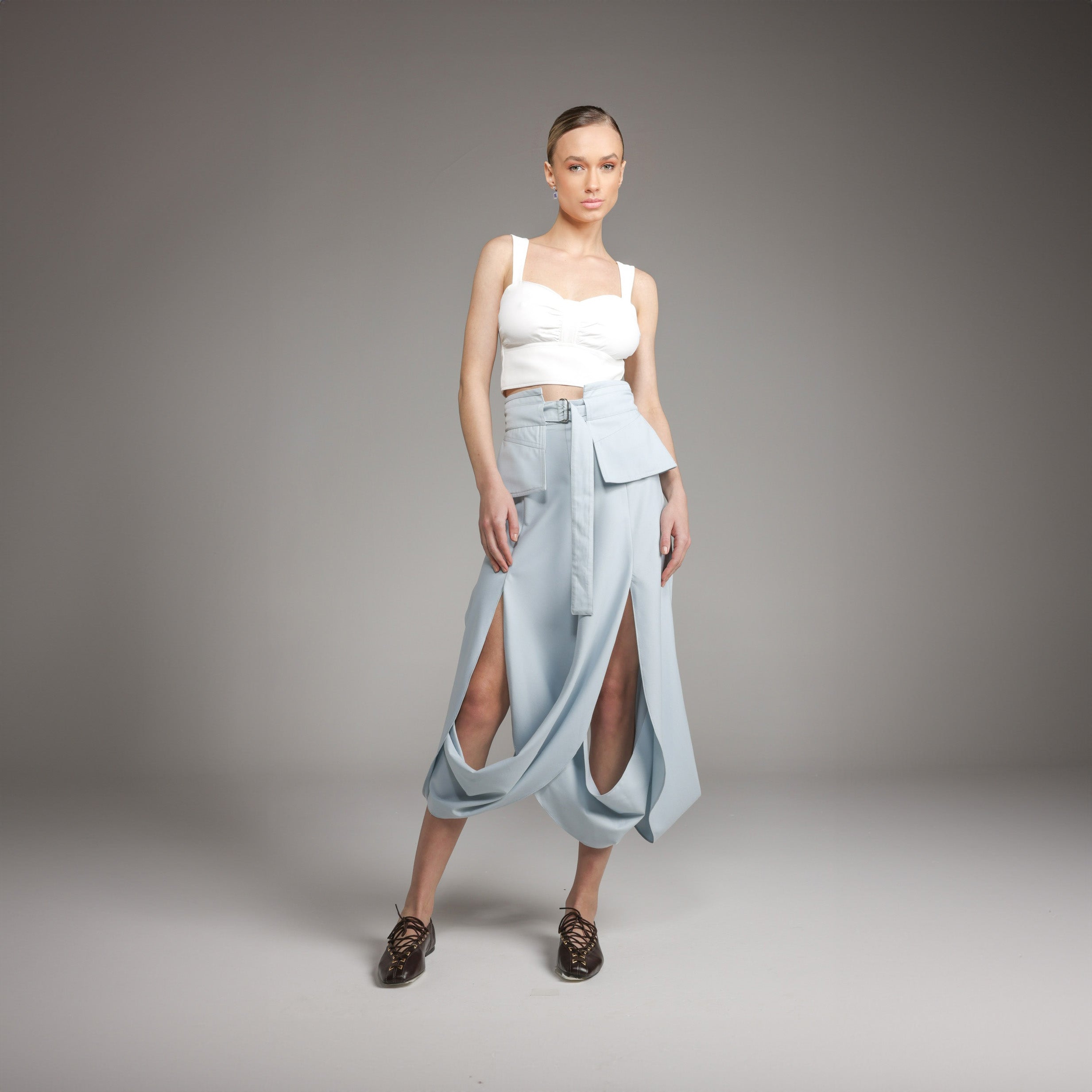 Saia Midi Loryan - Azul Bebê