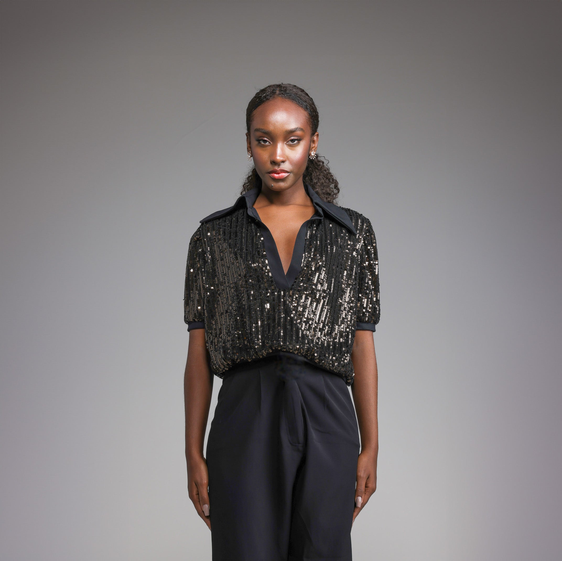 Blusa Beton - Marrom Paetê