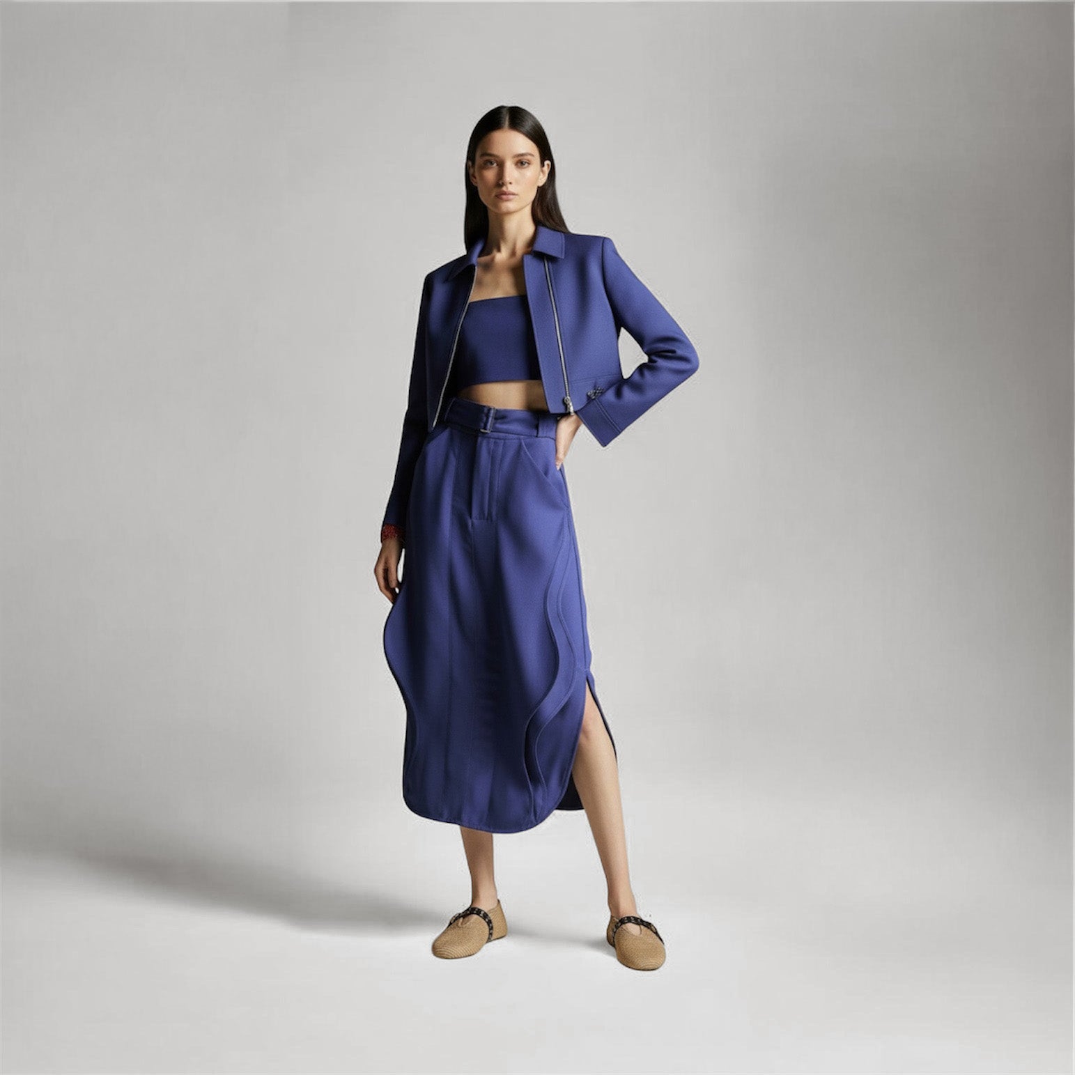 Saia Midi Valiny - Marinho