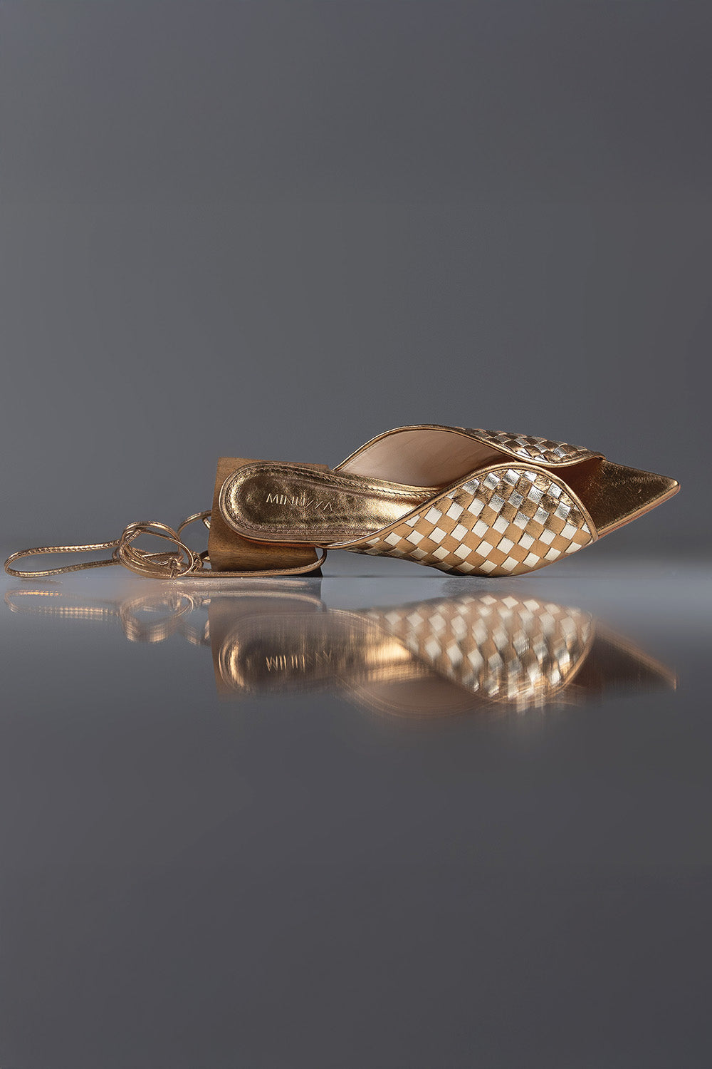 FLAT - SANDALIA LUISA - COURO BRONZE E PRATA