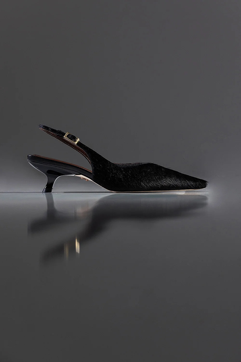 SLINGBACK GEORGINA - COURO PELO BOVINO - PRETO