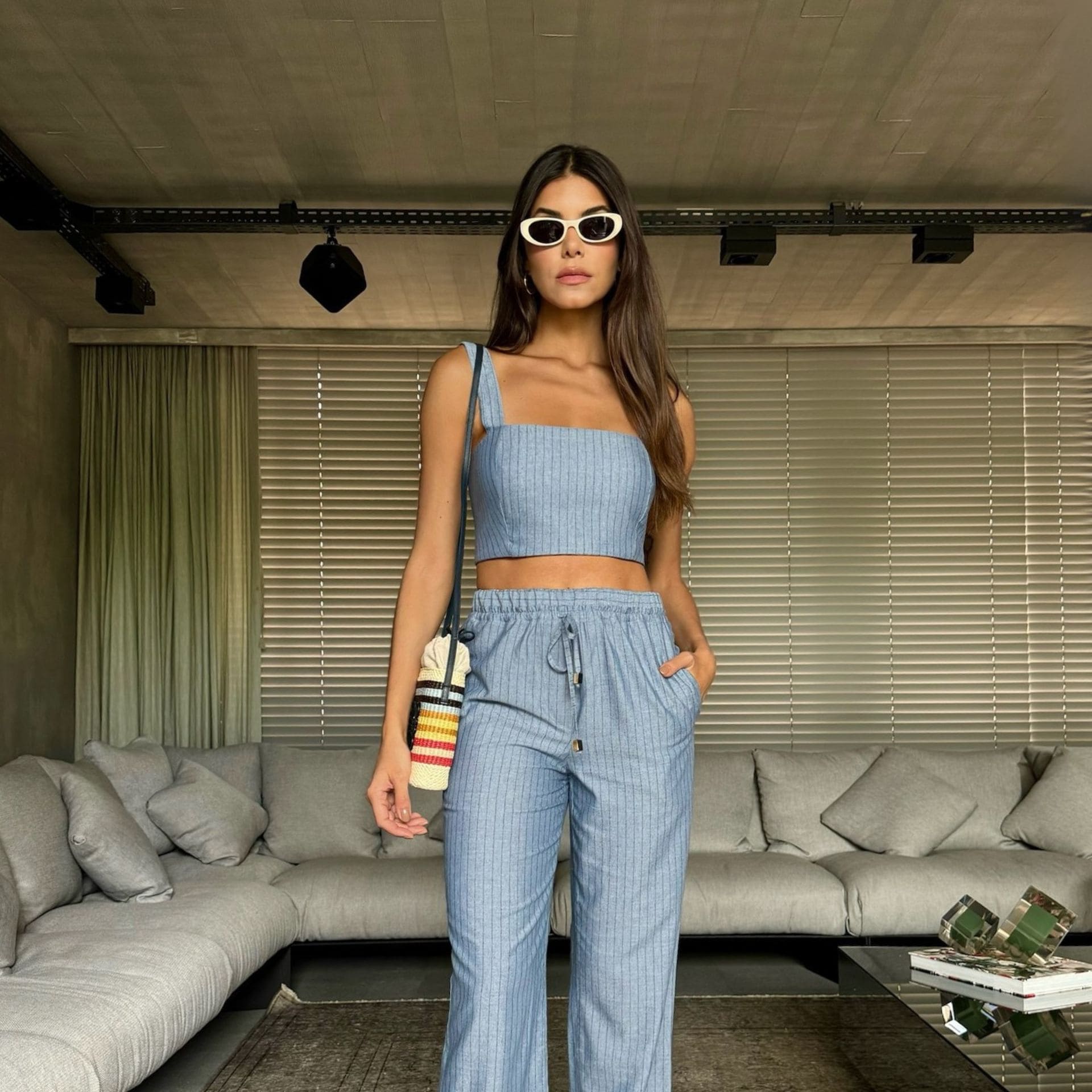 Cropped Coralina - Azul Listrado