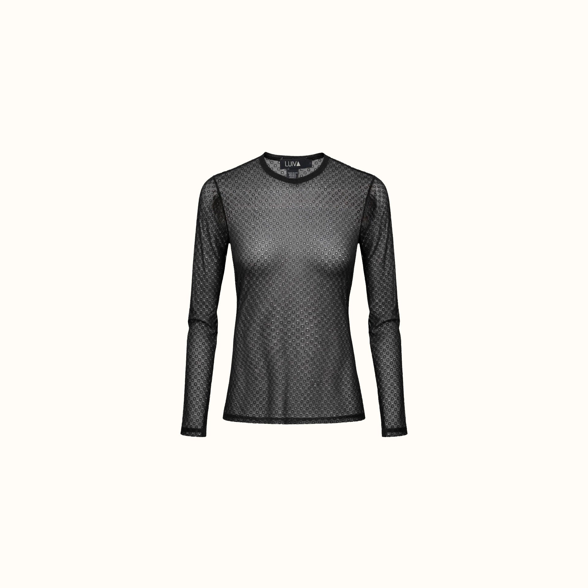 Blusa Bonfin - Malha Tule Poá Preto