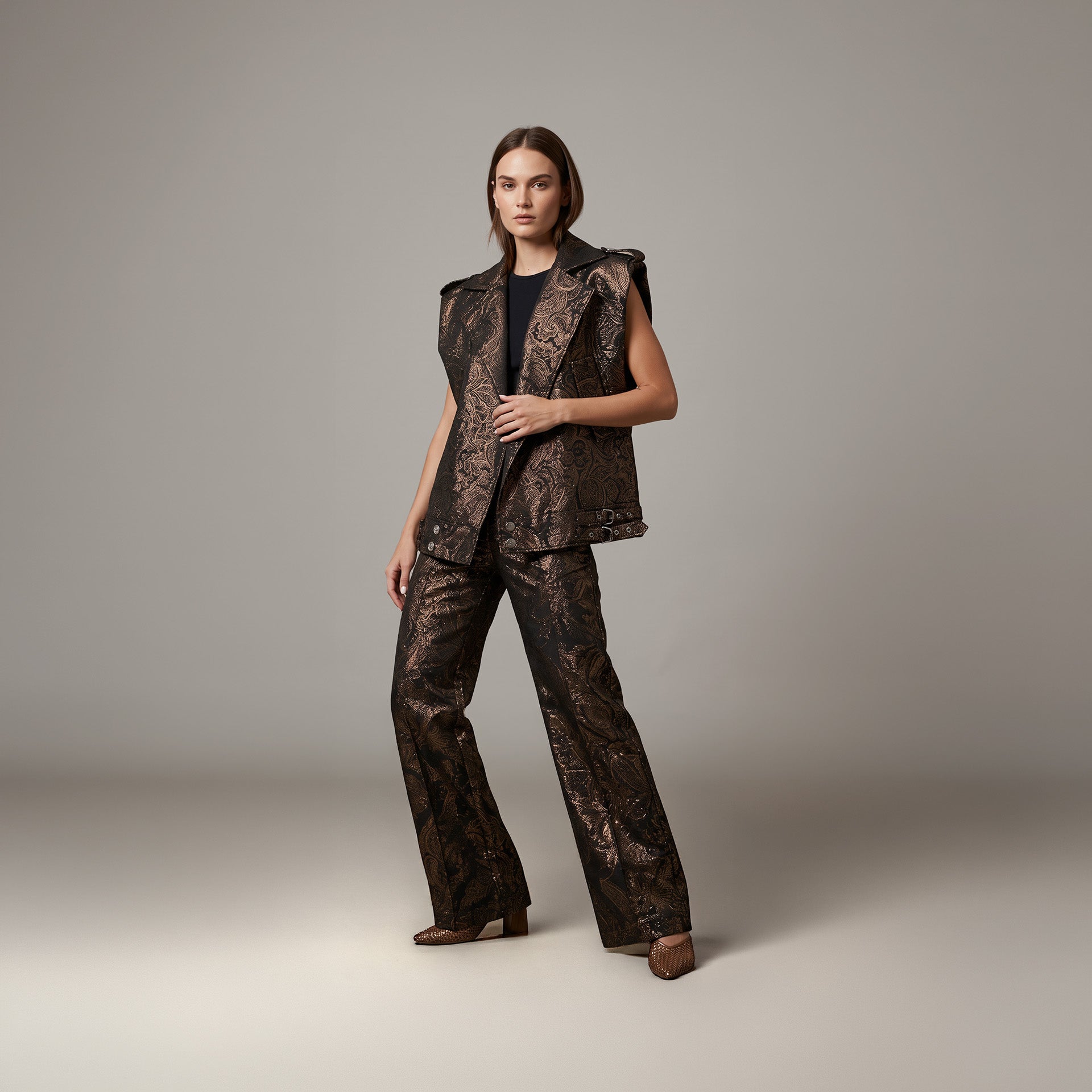 Colete Max - Jacquard Dourado