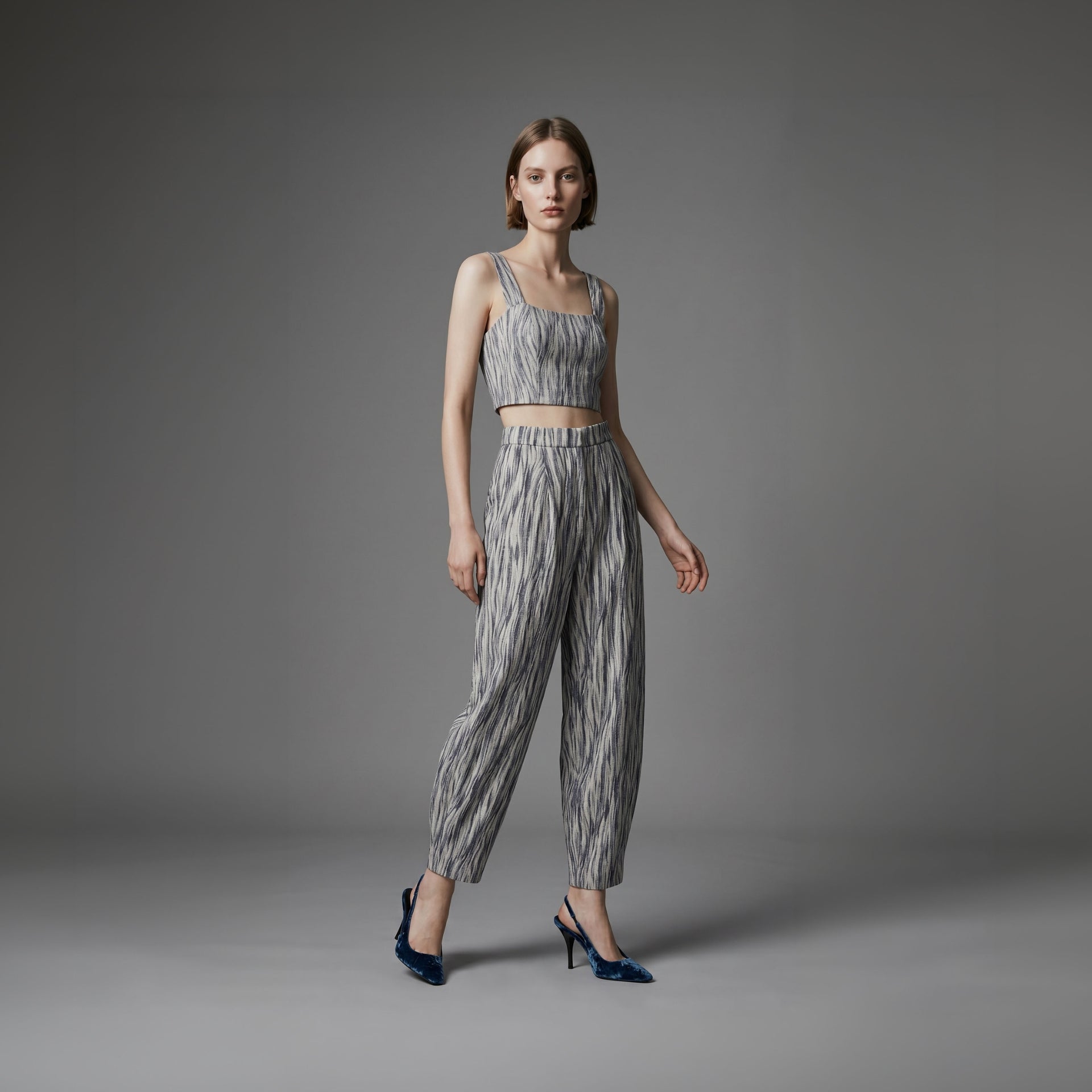 Cropped Coldalina - Marinho Jacquard
