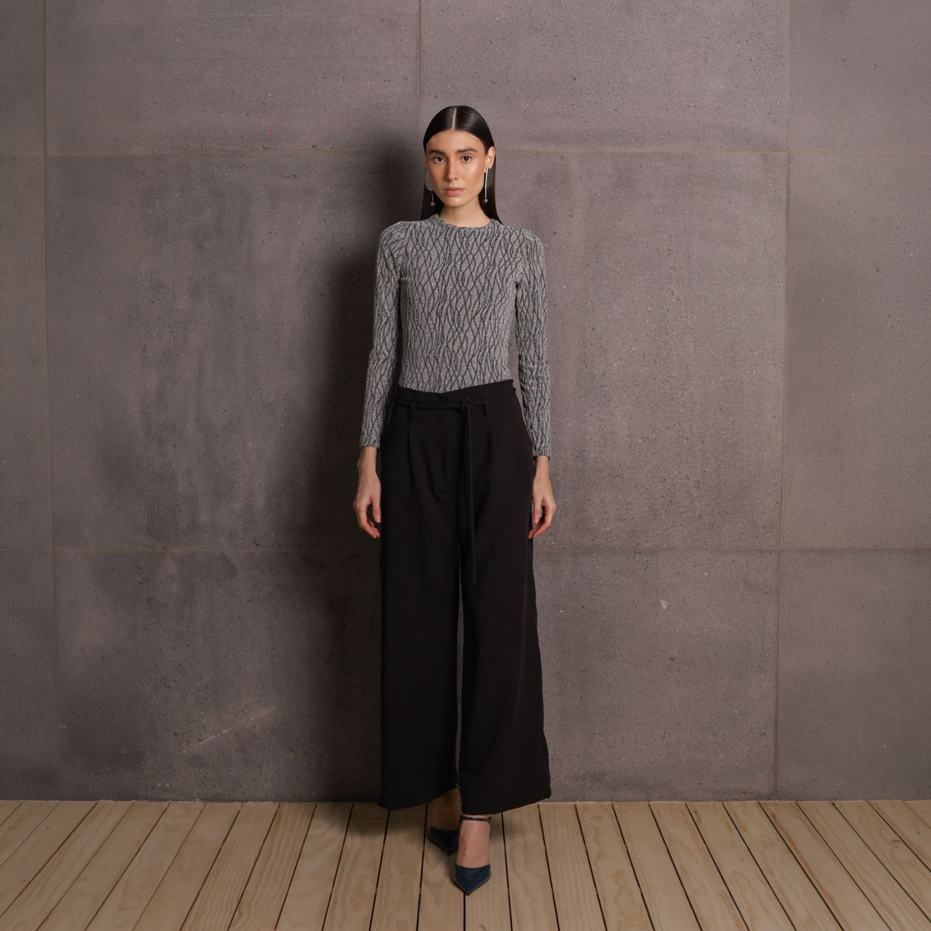 Blusa Bonfin - Malha Lurex Prata