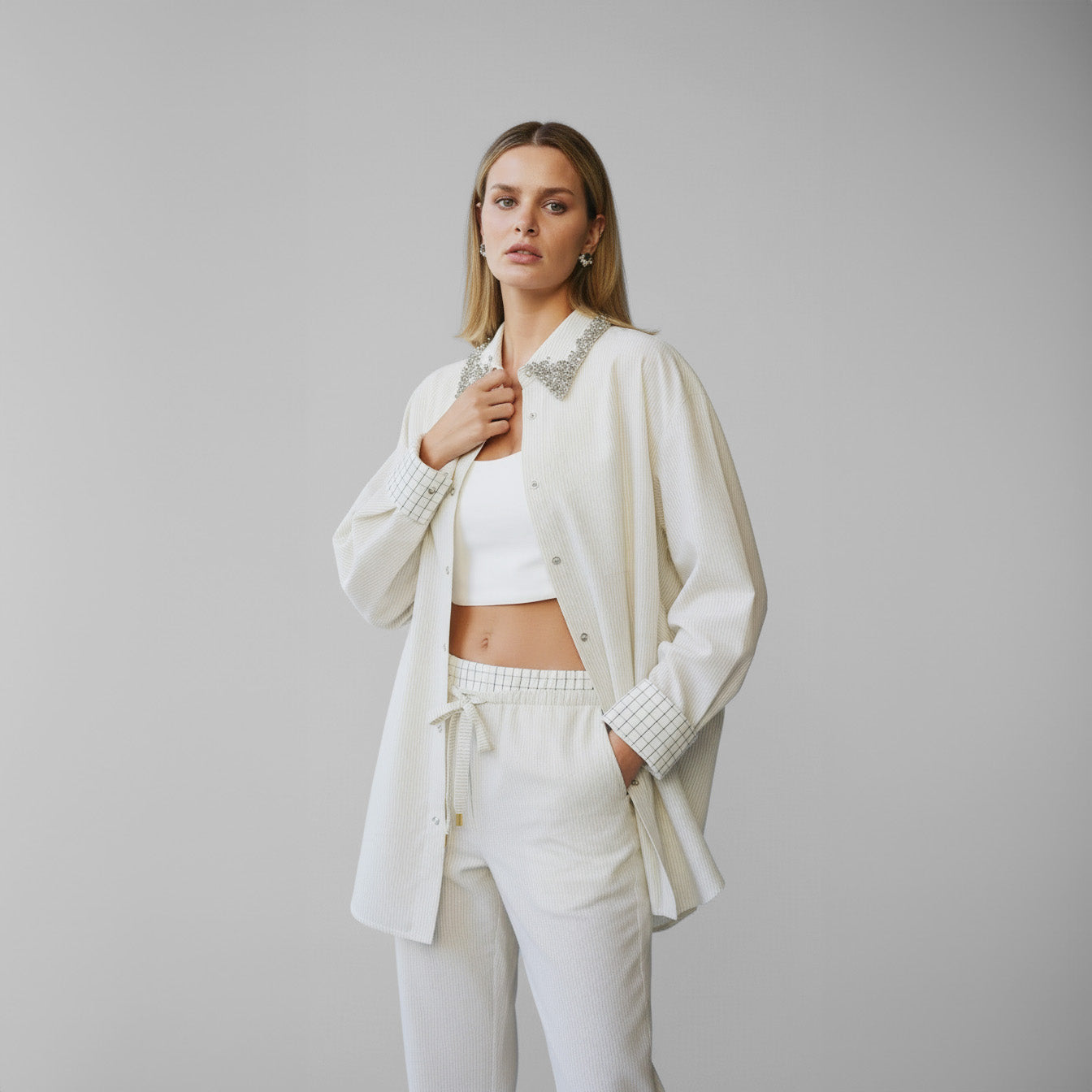 Camisa Elva - Bege Listrado