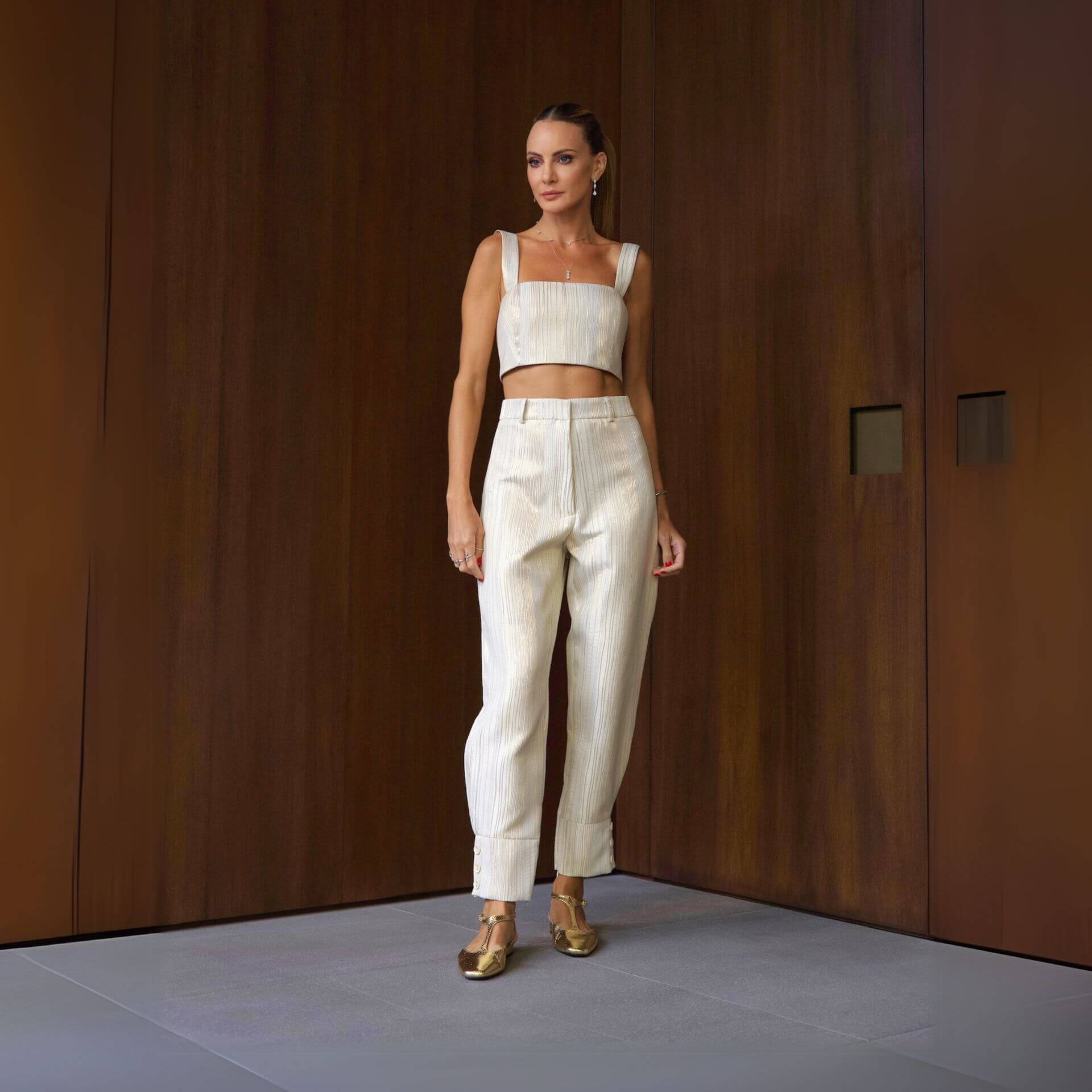 Cropped Coralina - Jacquard Bege