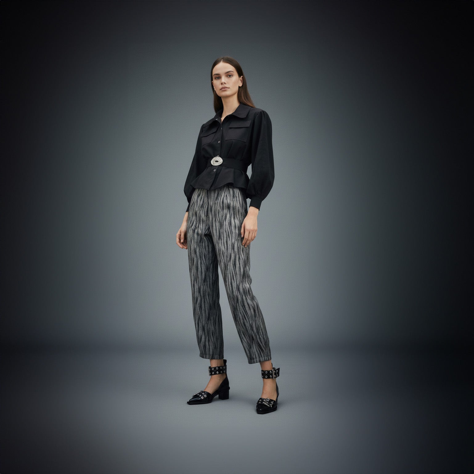 Calça Rady - Marinho Jacquard Mescla