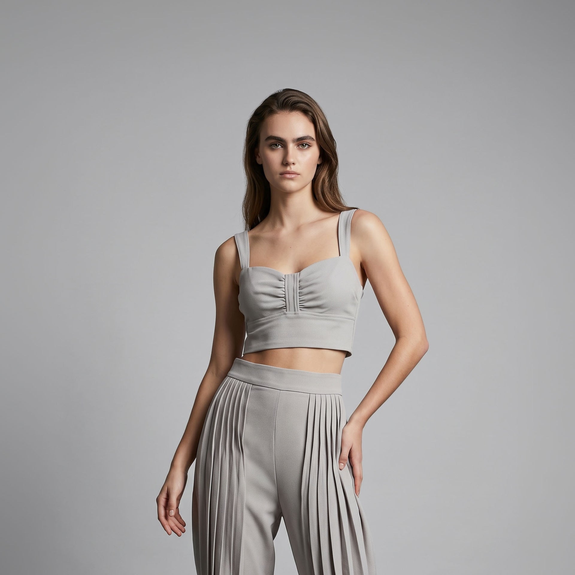 Cropped Velty - Cinza Crepe