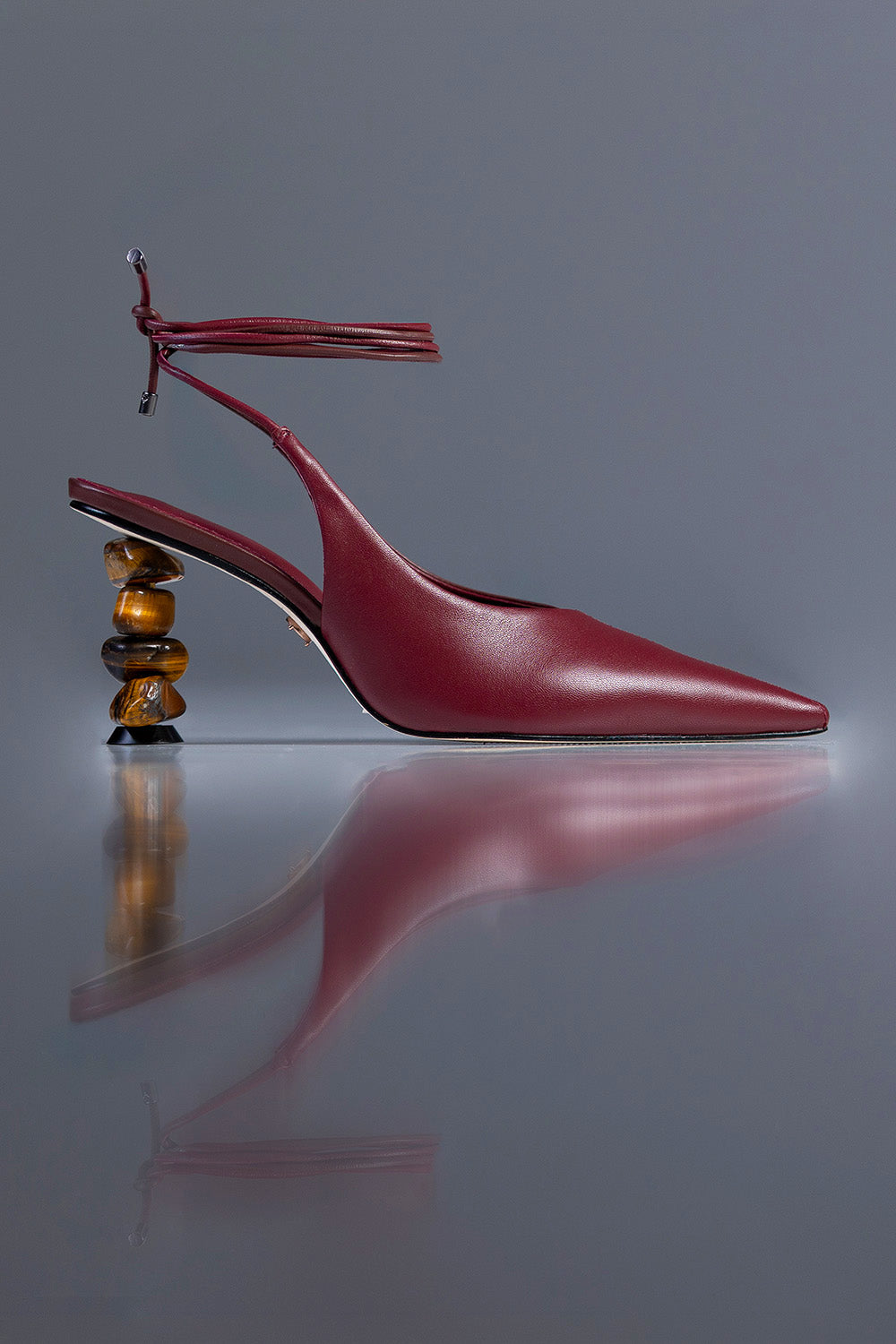 SLINGBACK SOPHIE - COURO PELICA VINHO E VINHO ESCURO
