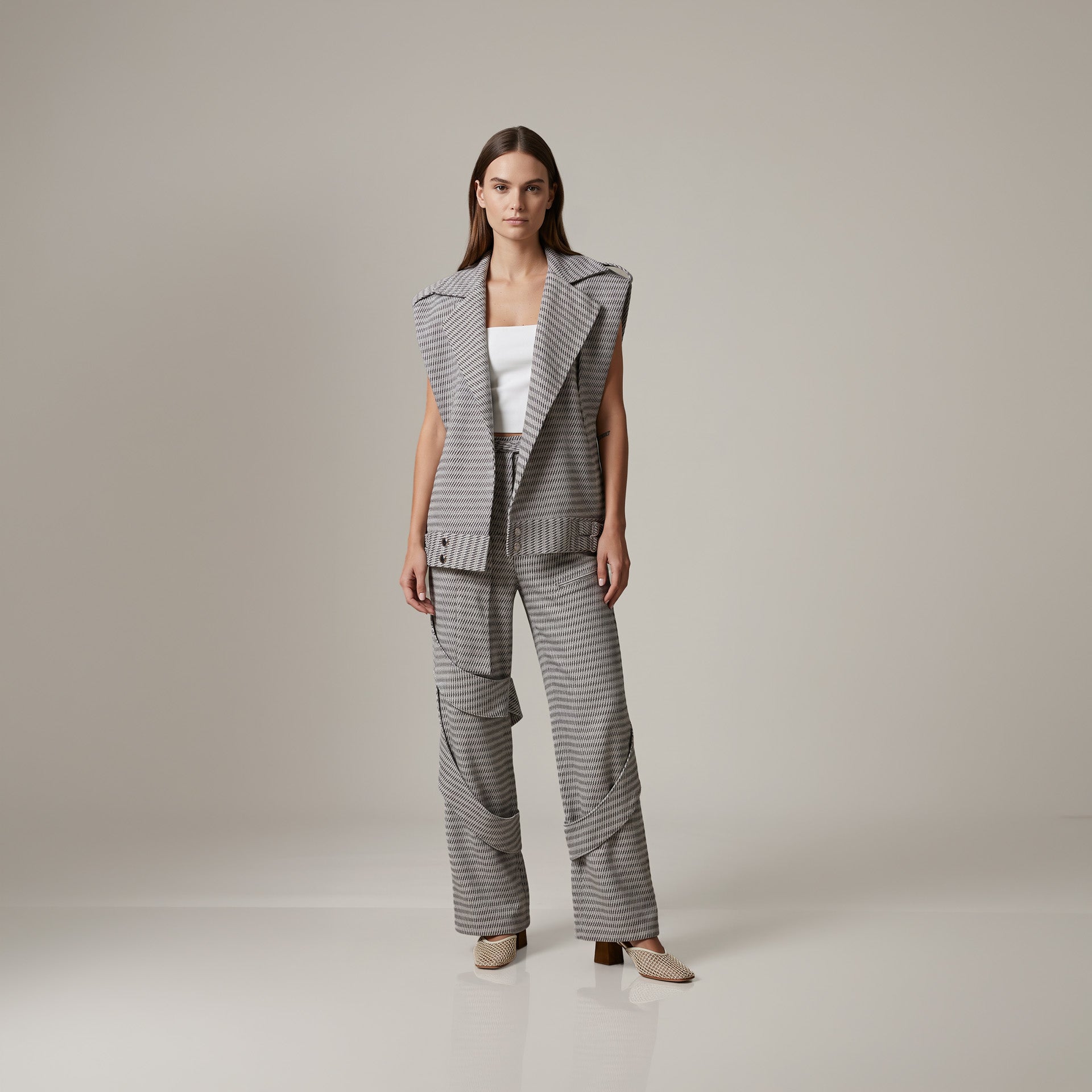 Calça Livia - Jacquard Marinho 3D