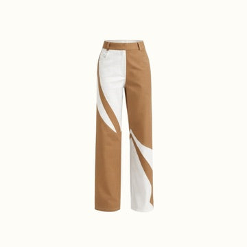 Calça Zak - Camelo/Off White