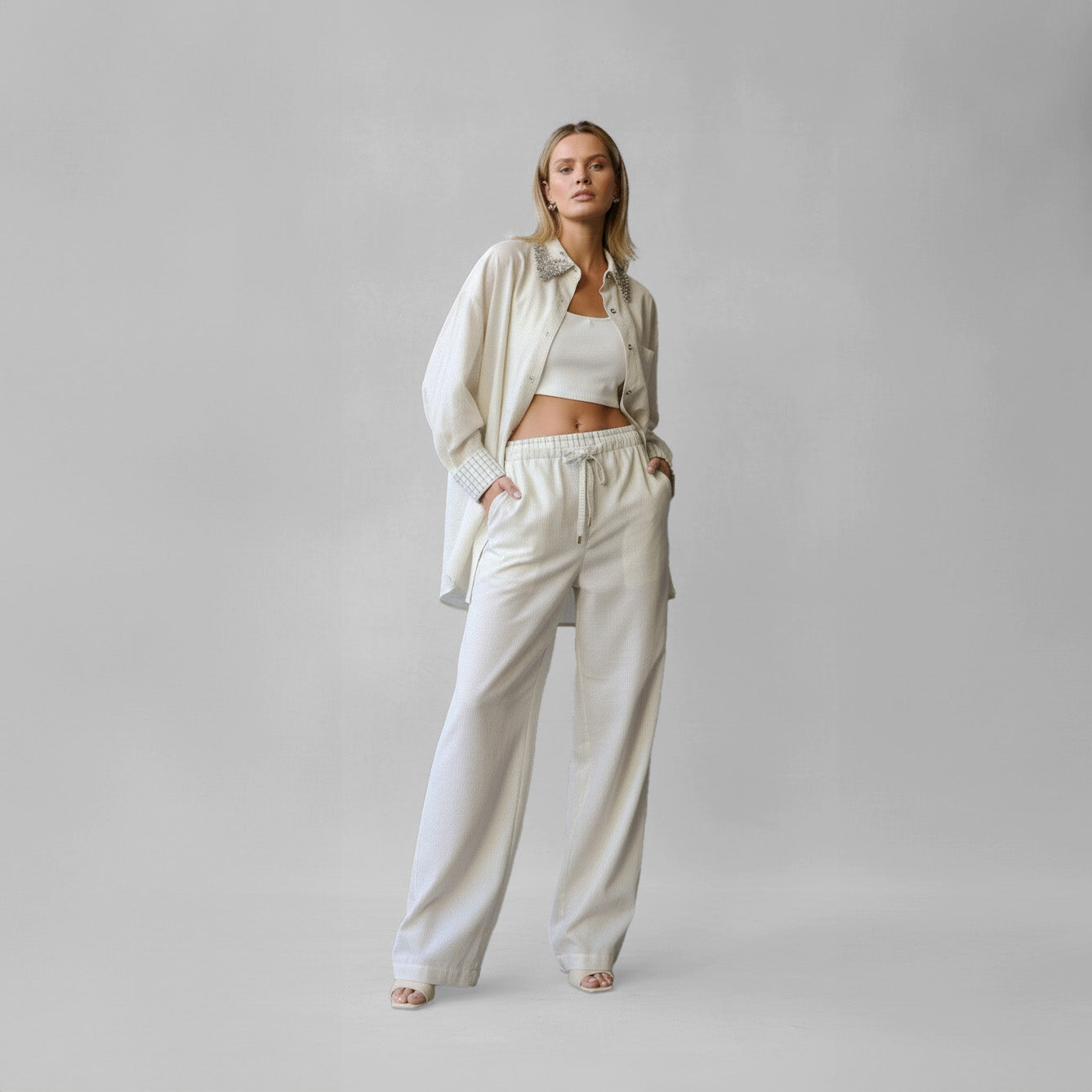 Calça Gardenia - Bege Listrado