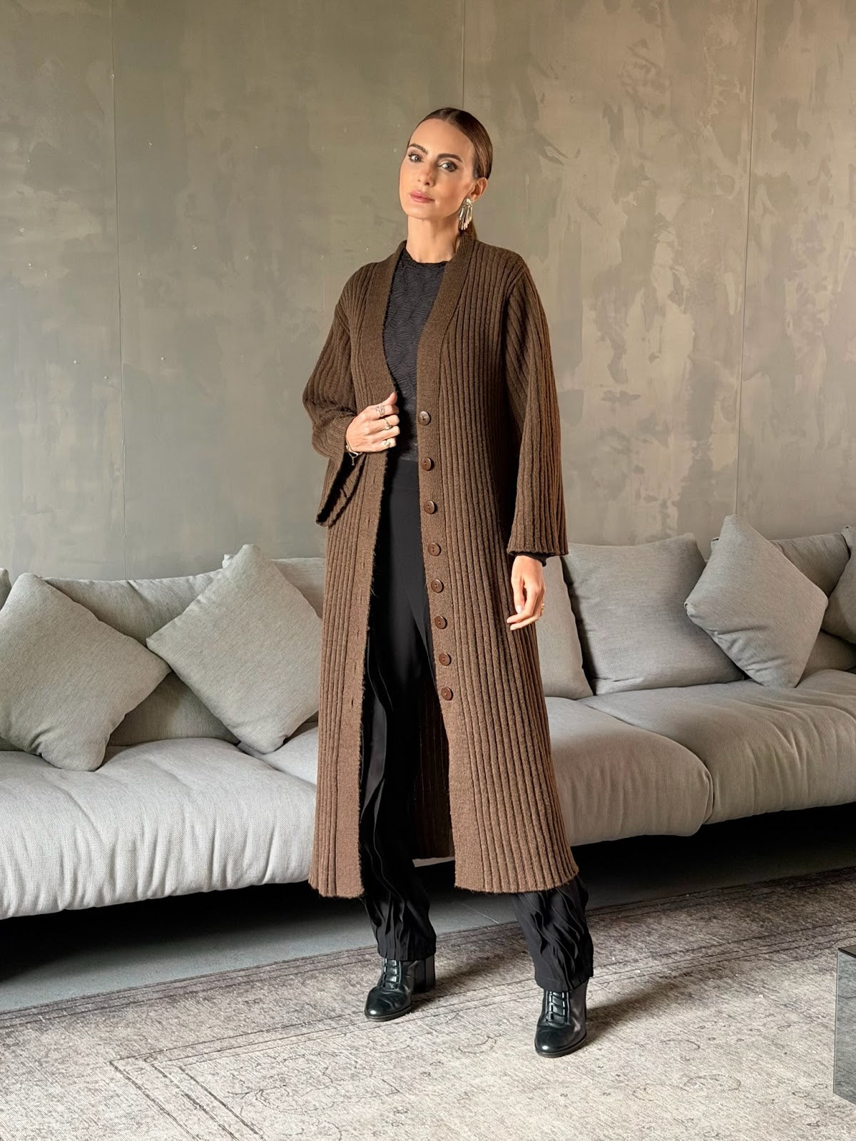 Tricot Longo Jabari - Marrom