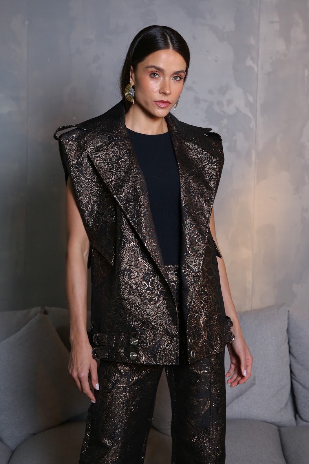 Colete Max Jacquard Dourado