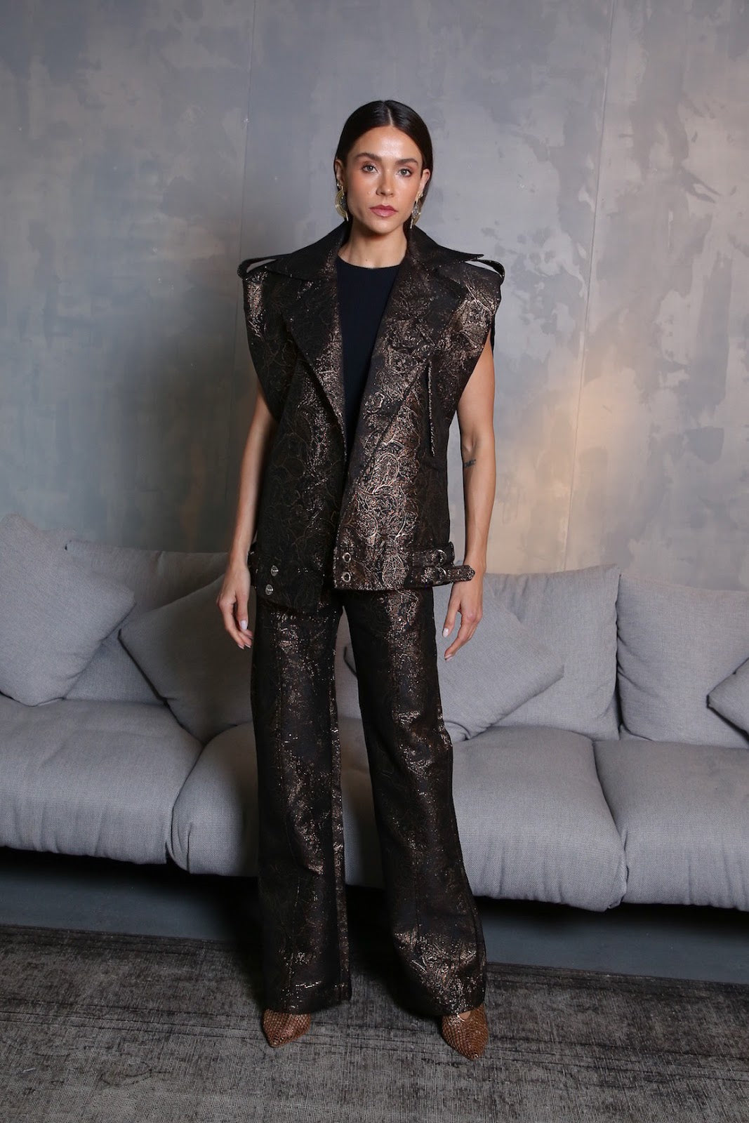 Colete Max Jacquard Dourado