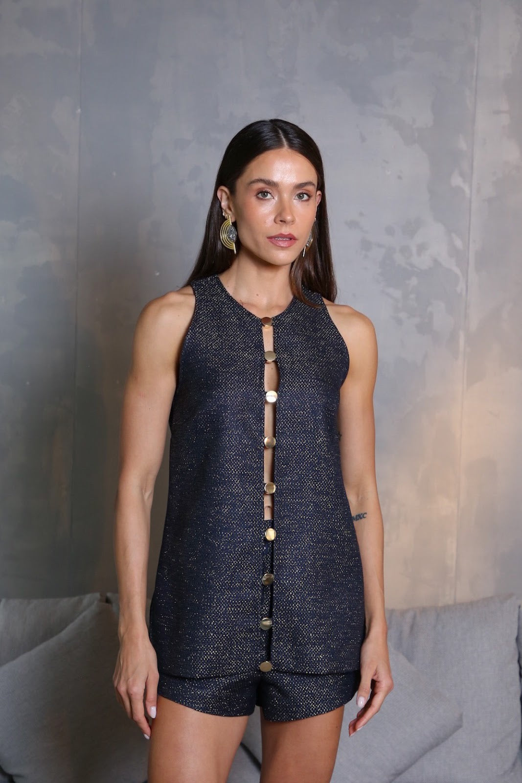 Blusa Parma Marinho Jacquard