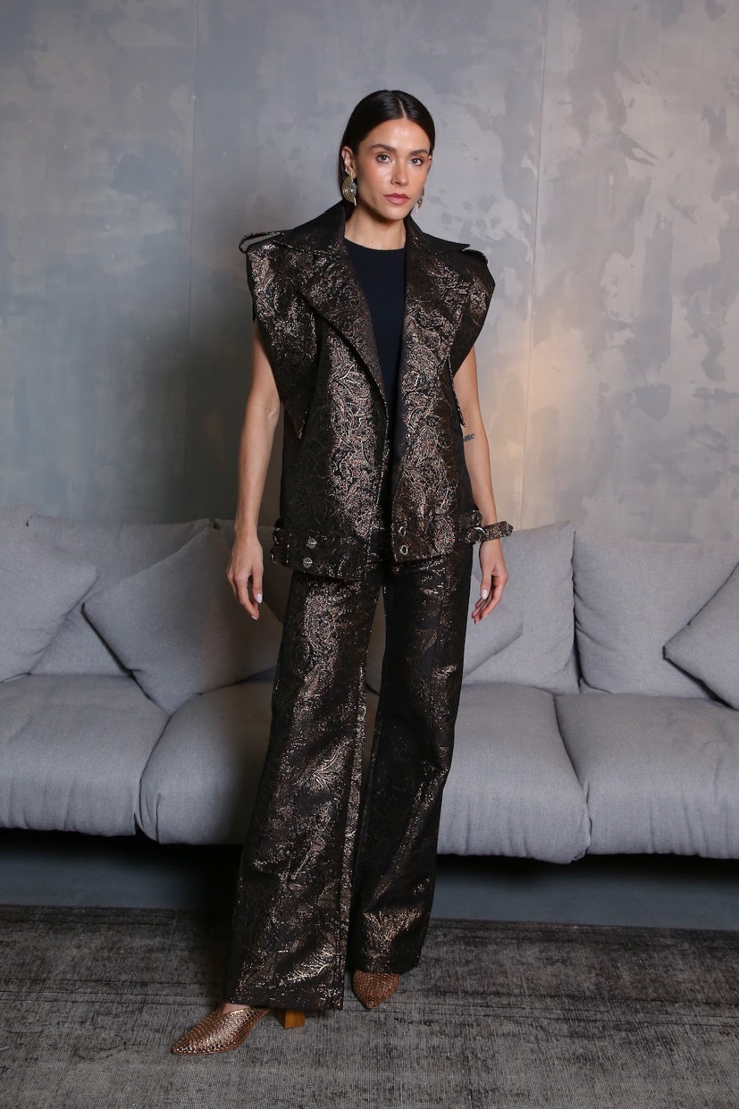 Colete Max Jacquard Dourado