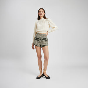 Hotpant Zaiden - Preto Bordado Folhas