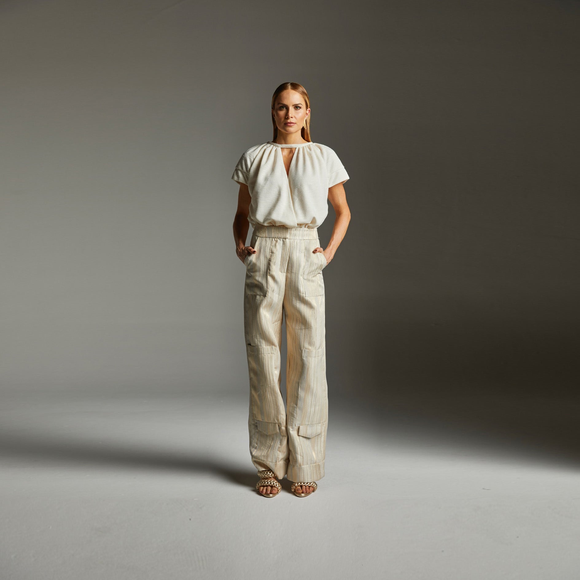 Calça Maeva - Marfim Jacquard