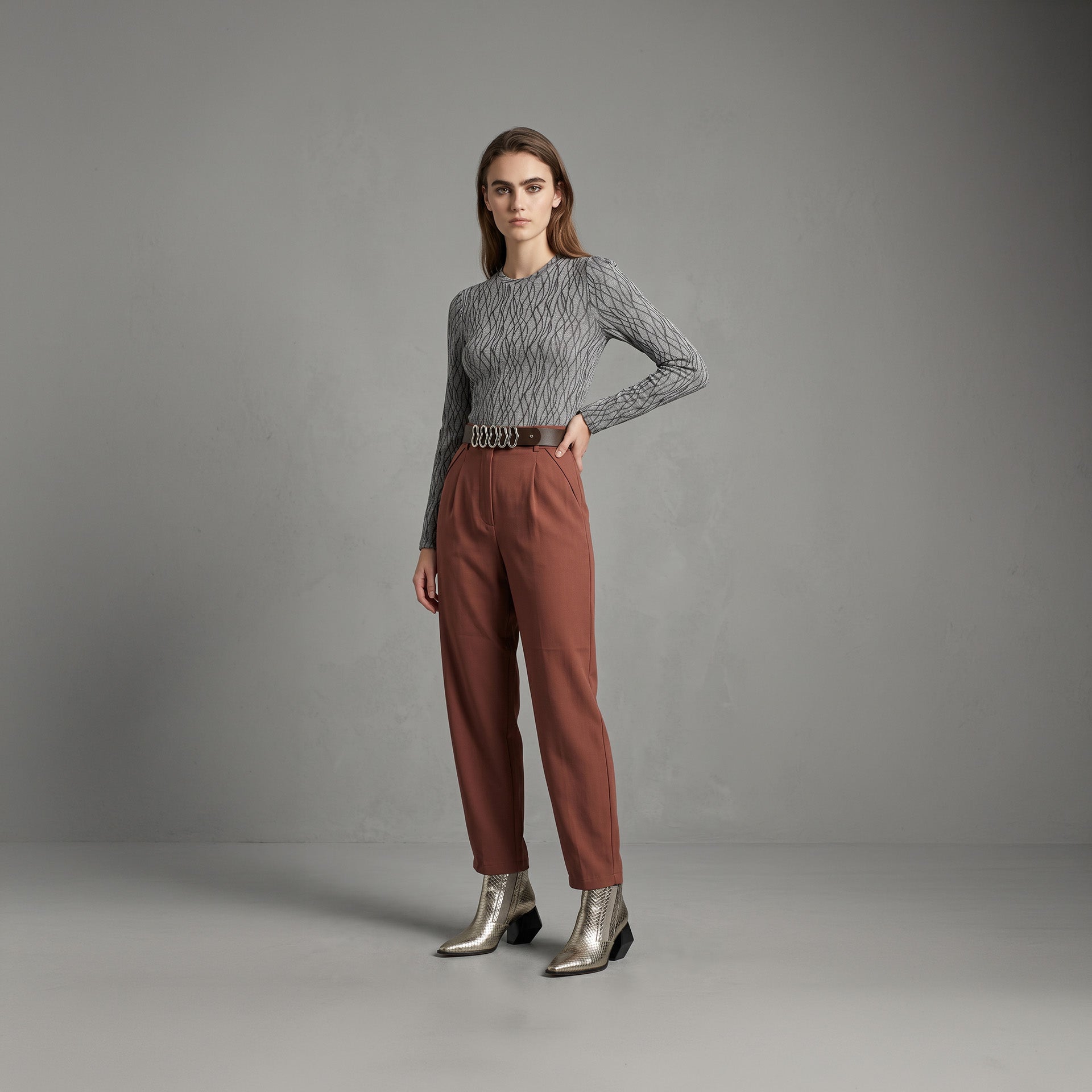 Blusa Bonfin - Malha Lurex Prata