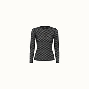 Blusa Bonfin - Malha Tule Bolas Preto