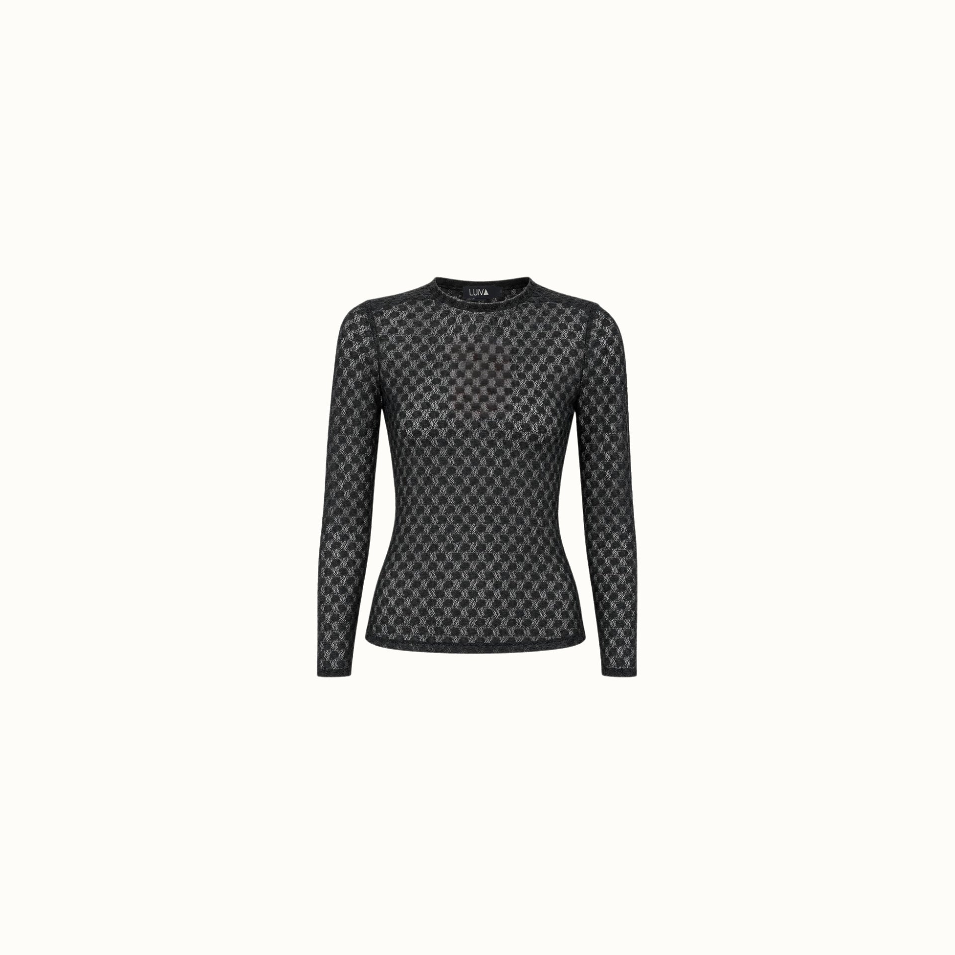 Blusa Bonfin - Malha Tule Bolas Preto
