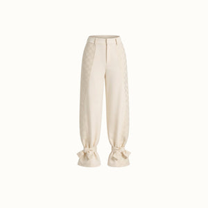 Calça Siena - Marfim Jacquard Xadrez