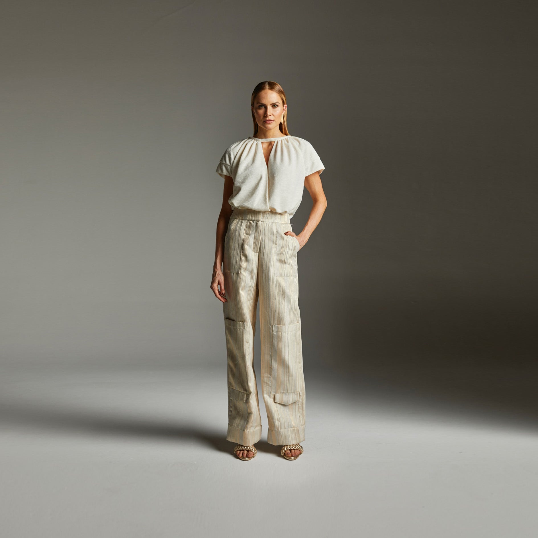 Calça Maeva - Marfim Jacquard