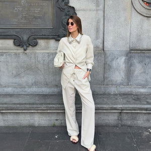 Calça Gardenia - Bege Listrado