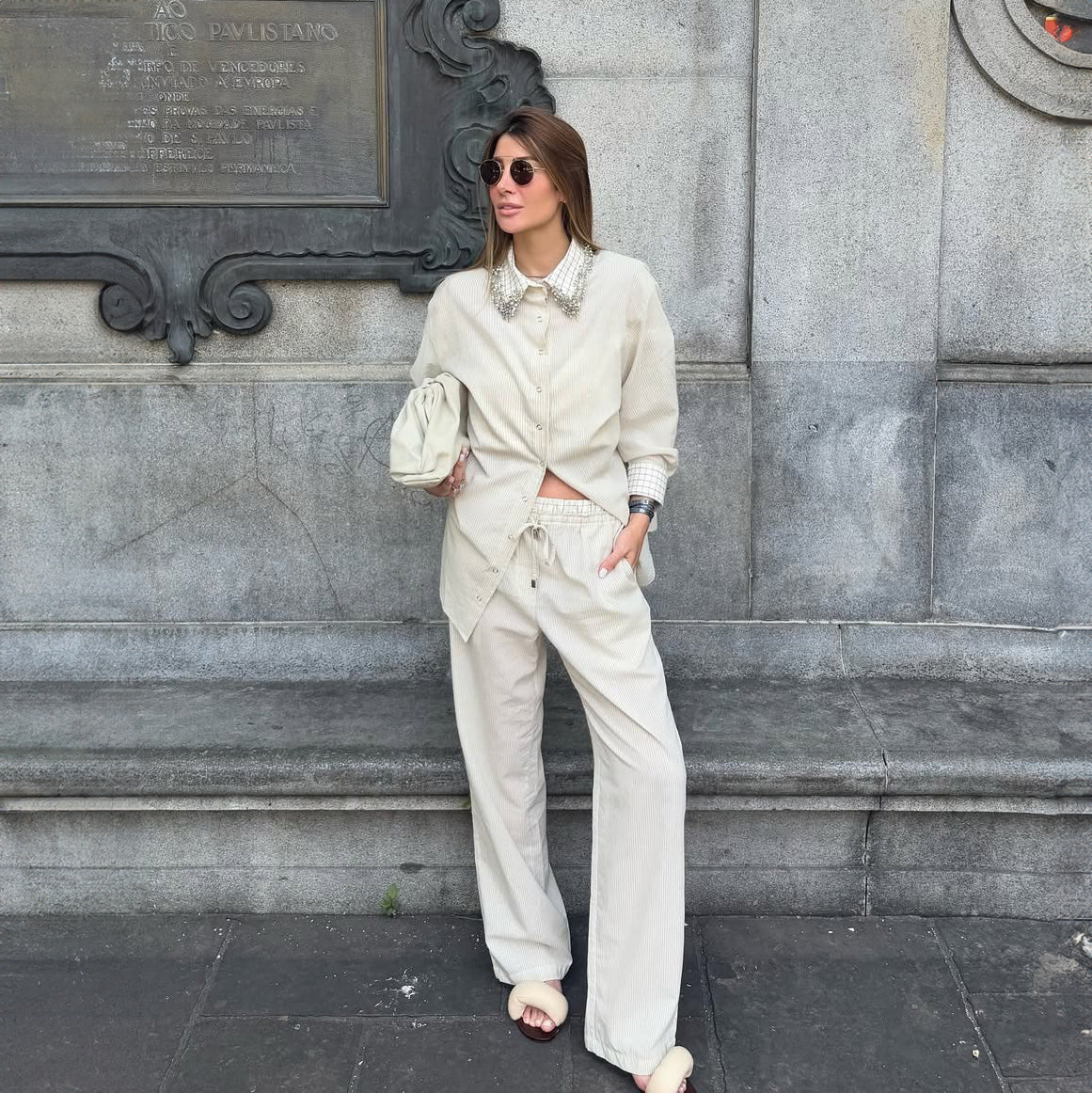 Calça Gardenia - Bege Listrado