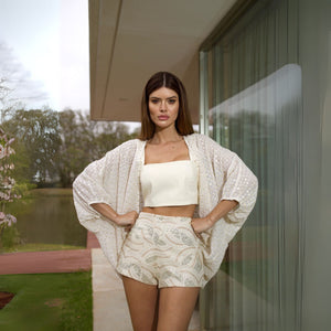 Hotpant Zaiden - Off Bordado Prata