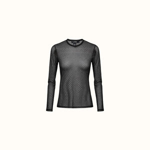 Blusa Bonfin - Malha Tule Poá Preto