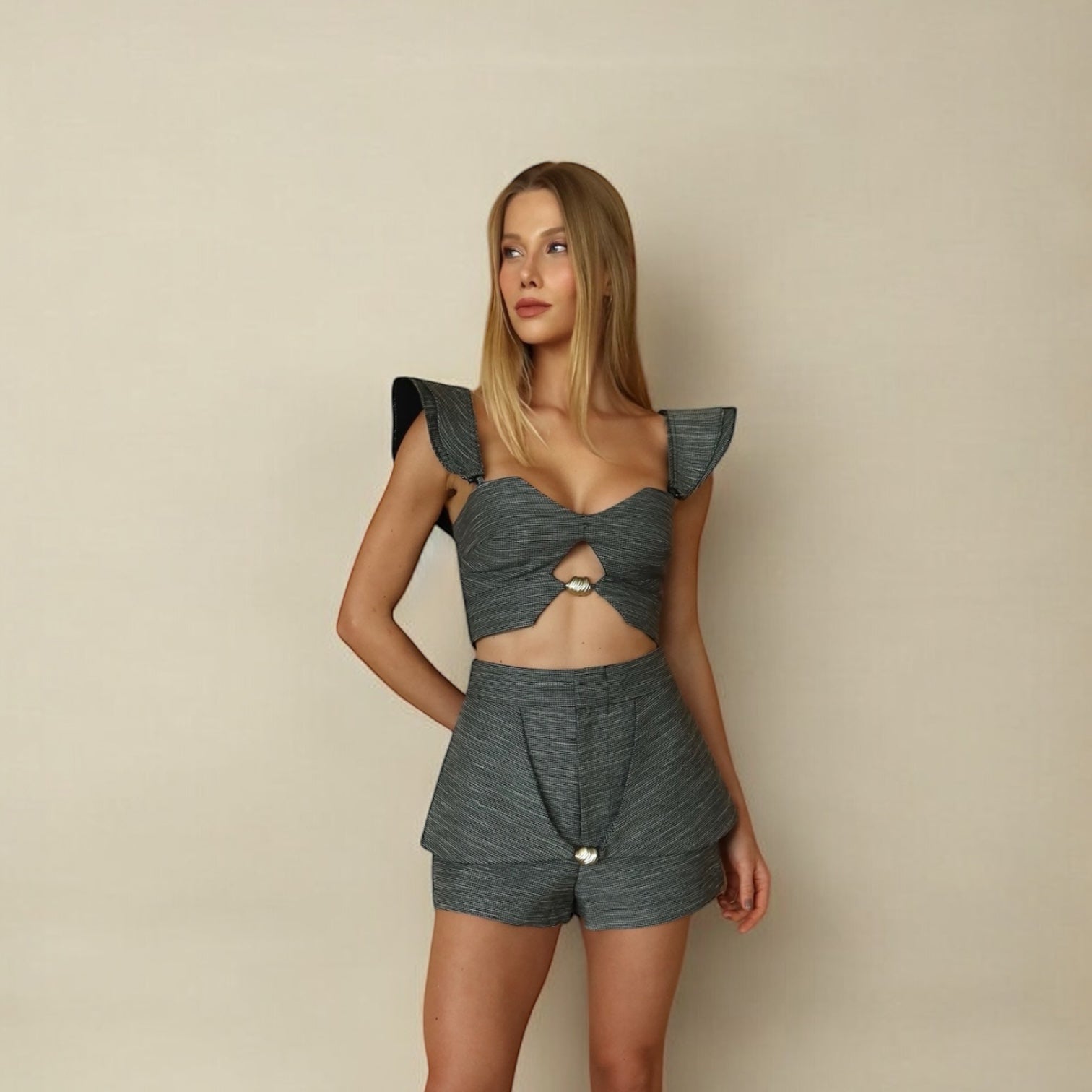 Cropped Glenda - Preto Crepe