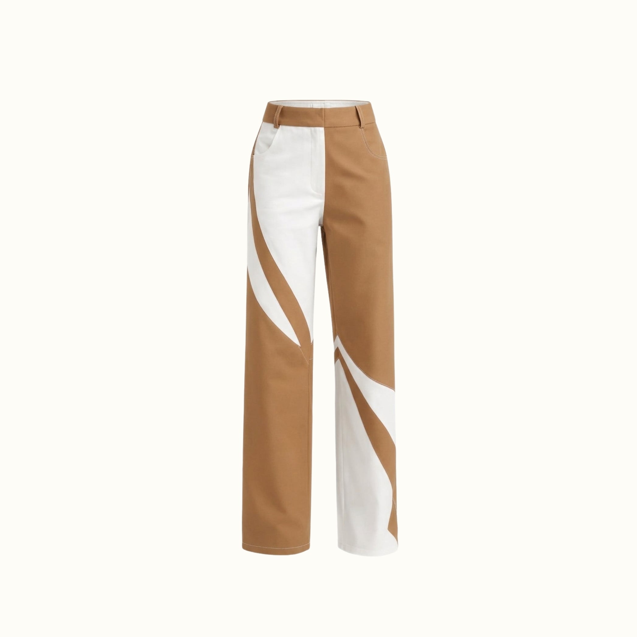 Calça Zak - Camelo/Off White