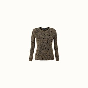Blusa Bonfin - Malha Lurex Folhas Dourado