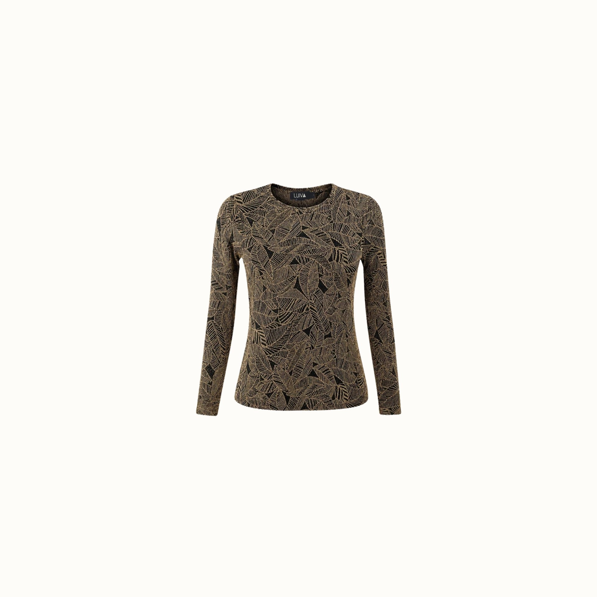 Blusa Bonfin - Malha Lurex Folhas Dourado
