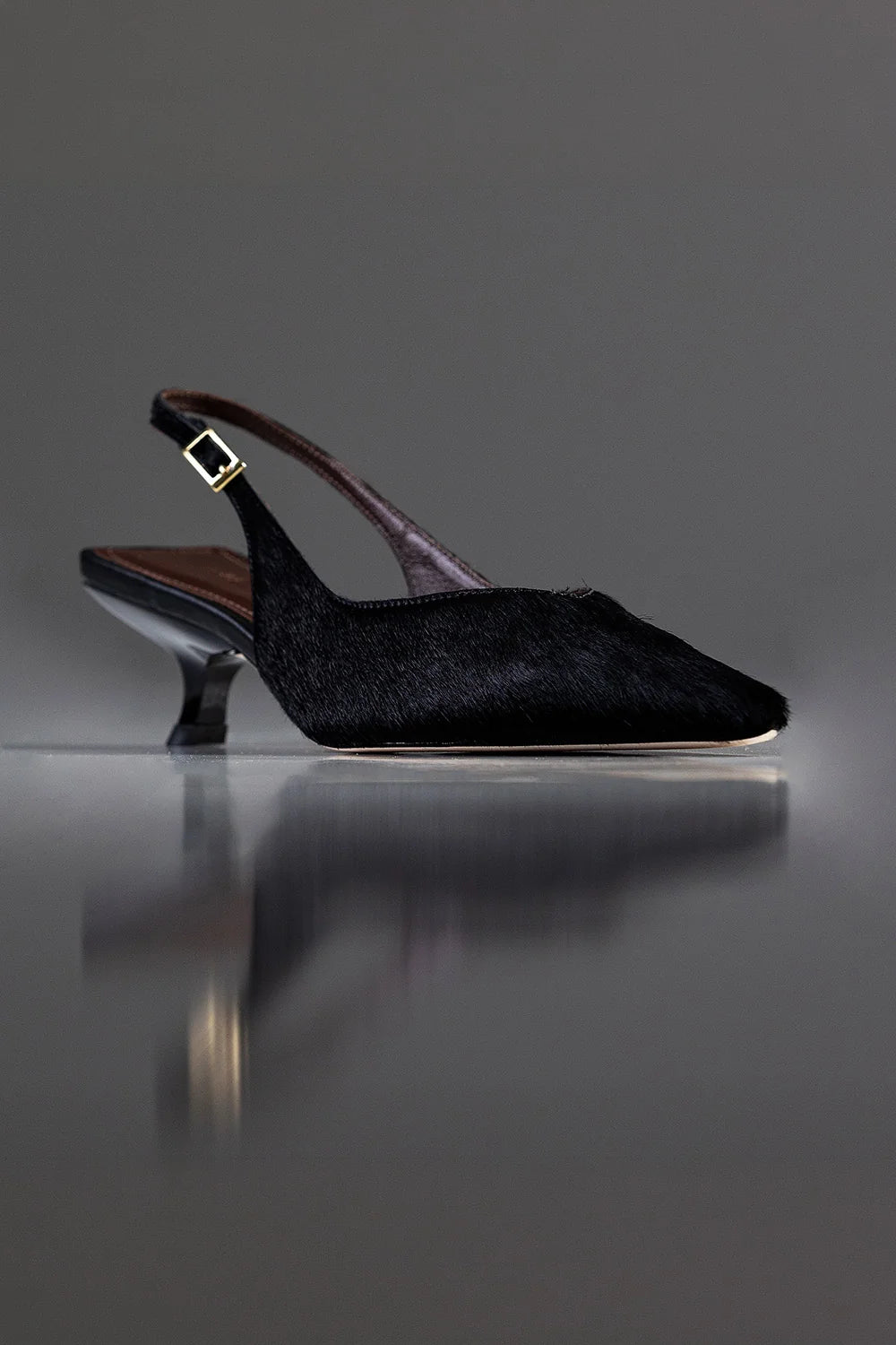 SLINGBACK GEORGINA - COURO PELO BOVINO - PRETO