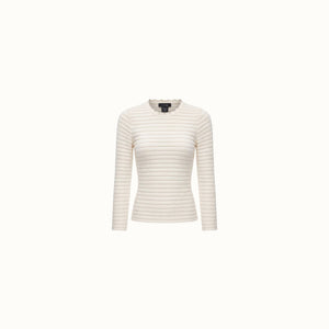 Blusa Bonfin - Malha Tule Listrado Off