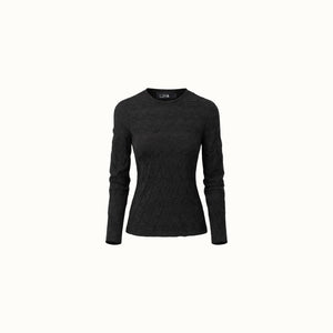 Blusa Bonfin - Malha Arabesco Preto