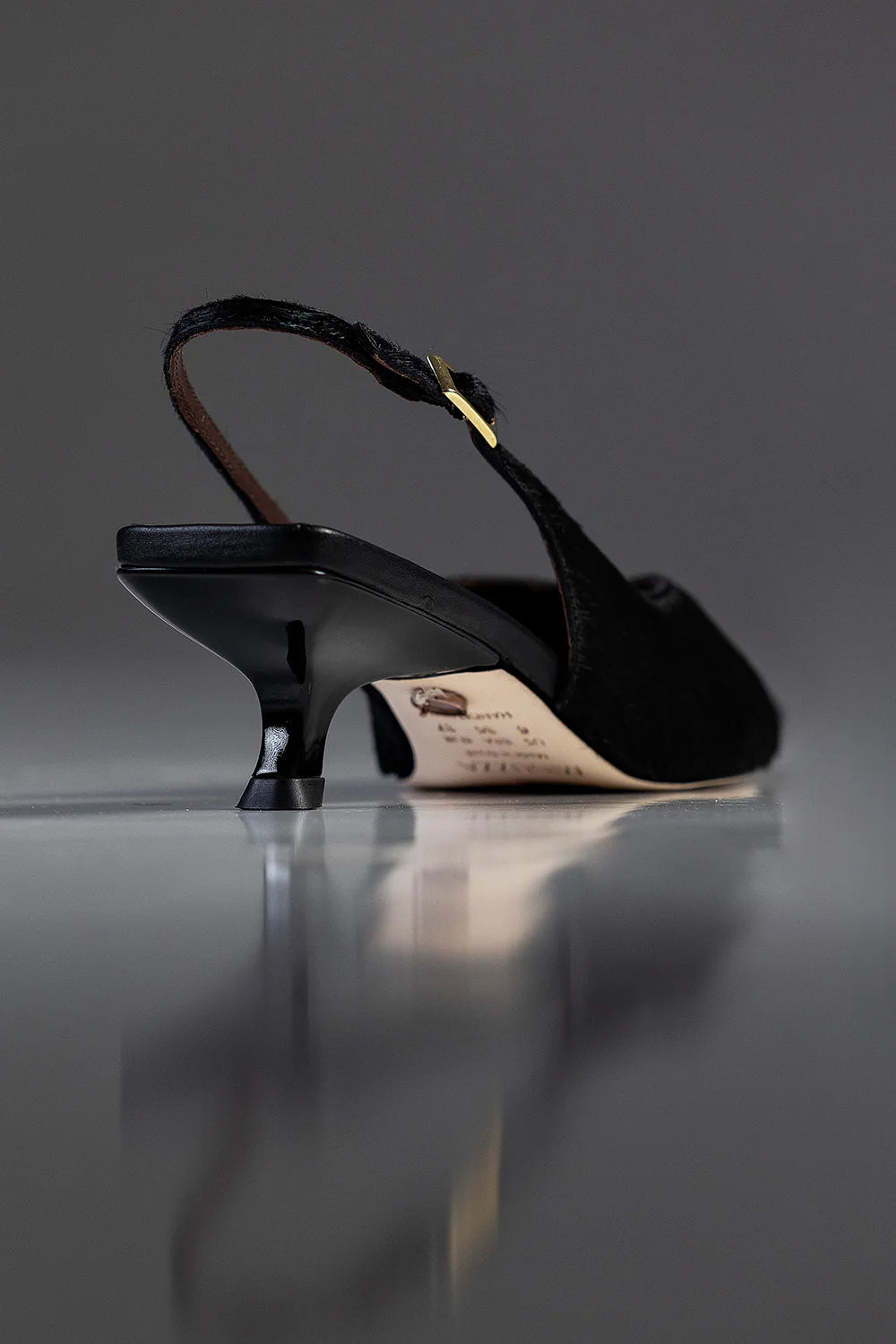SLINGBACK GEORGINA - COURO PELO BOVINO - PRETO