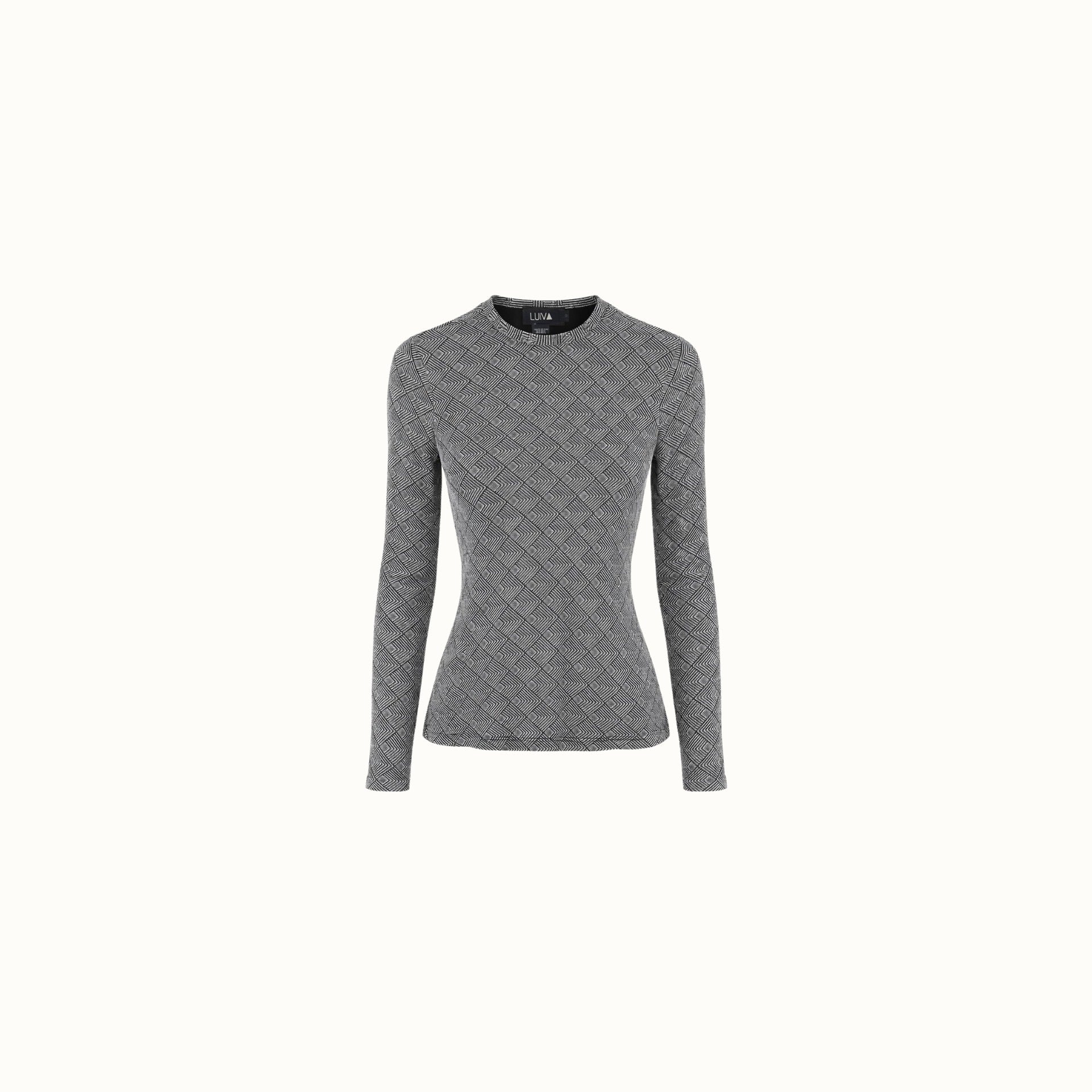 Blusa Bonfin - Malha Lurex Triangulo Prata